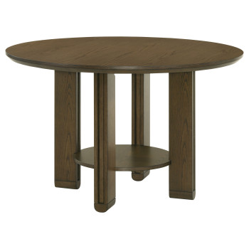 193660 Ottowa 47-inch Round Wood Dining Table with Shelf Brown