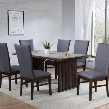 193591-S7 Sherwood 7-piece Rectangular Dining Table Set Brown