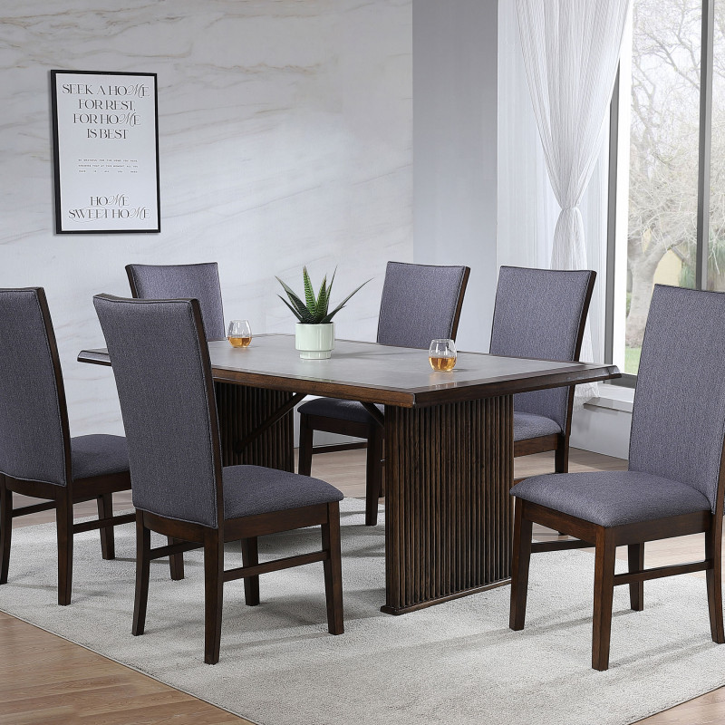 193591-S7 Sherwood 7-piece Rectangular Dining Table Set Brown