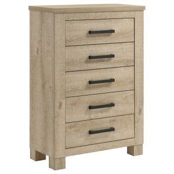 225105 Oakglen 5-drawer Bedroom Chest of Drawers Weathered Oak