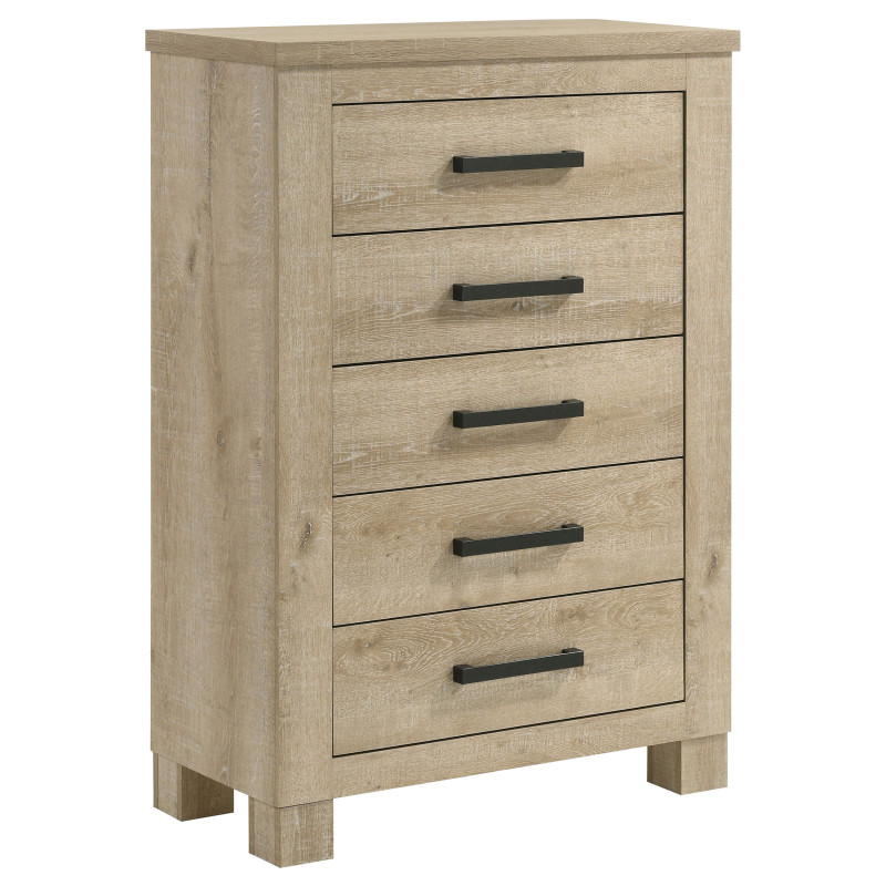 225105 Oakglen 5-drawer Bedroom Chest of Drawers Weathered Oak
