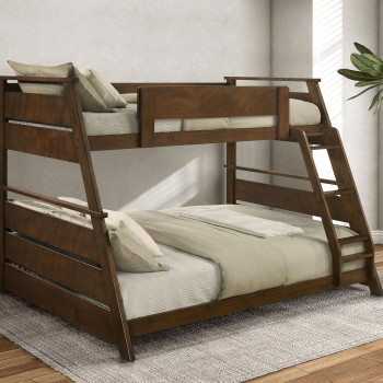 460593 Holden Wood Veneer Twin Over Full Bunk Bed Walnut