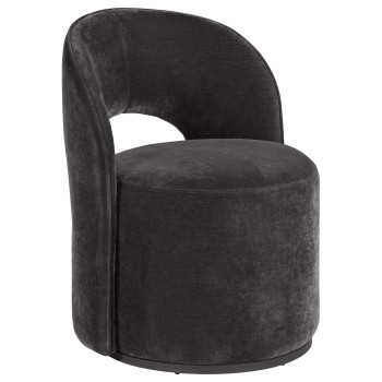 907529 Harjo Velvet Upholstered Swivel Accent Chair Charcoal Grey