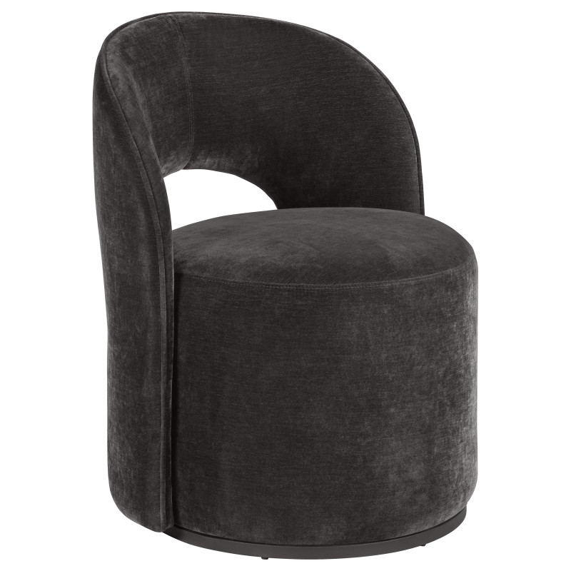 907529 Harjo Velvet Upholstered Swivel Accent Chair Charcoal Grey