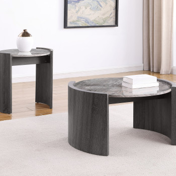 710758-S2 Gladstone 2-piece Coffee and End Table Set Distressed Grey