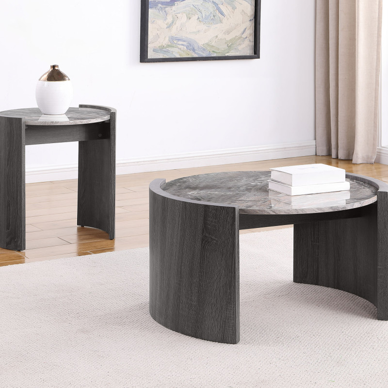 710758-S2 Gladstone 2-piece Coffee and End Table Set Distressed Grey
