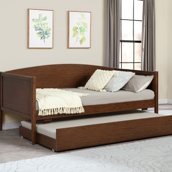 300686 Bozeman Wood Twin Daybed With Trundle Medium Walnut