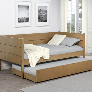 300685 Calinda Wood Twin Daybed With Trundle Natural