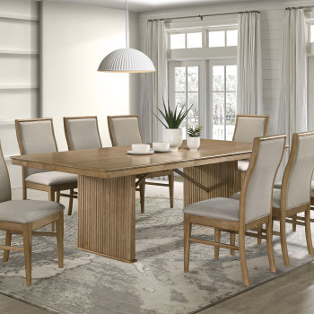 193611-S9 Adina 9-piece Extension Dining Set Distressed Light Brown