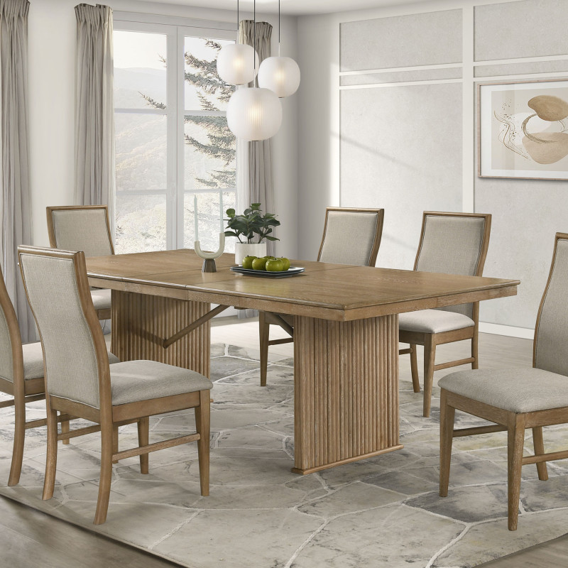 193611-S7 Adina 7-piece Extension Dining Set Distressed Light Brown
