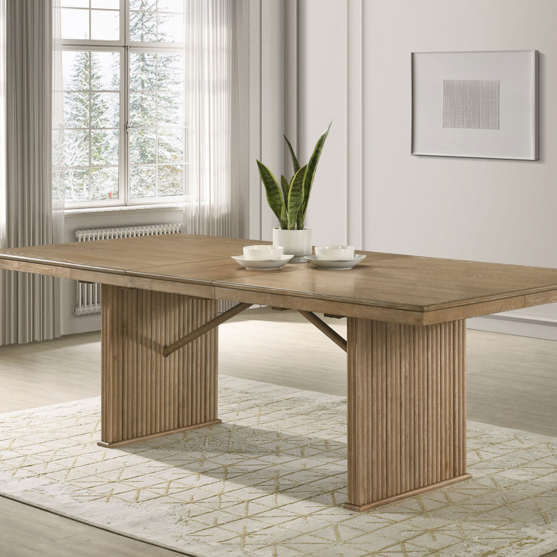 193611 Adina 89-inch Extension Dining Table Distressed Light Brown