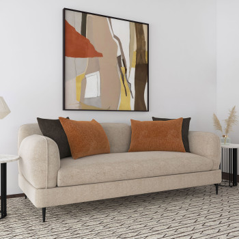 509411 Jade Chenille Upholstered Sculpted Track Arm Sofa Latte