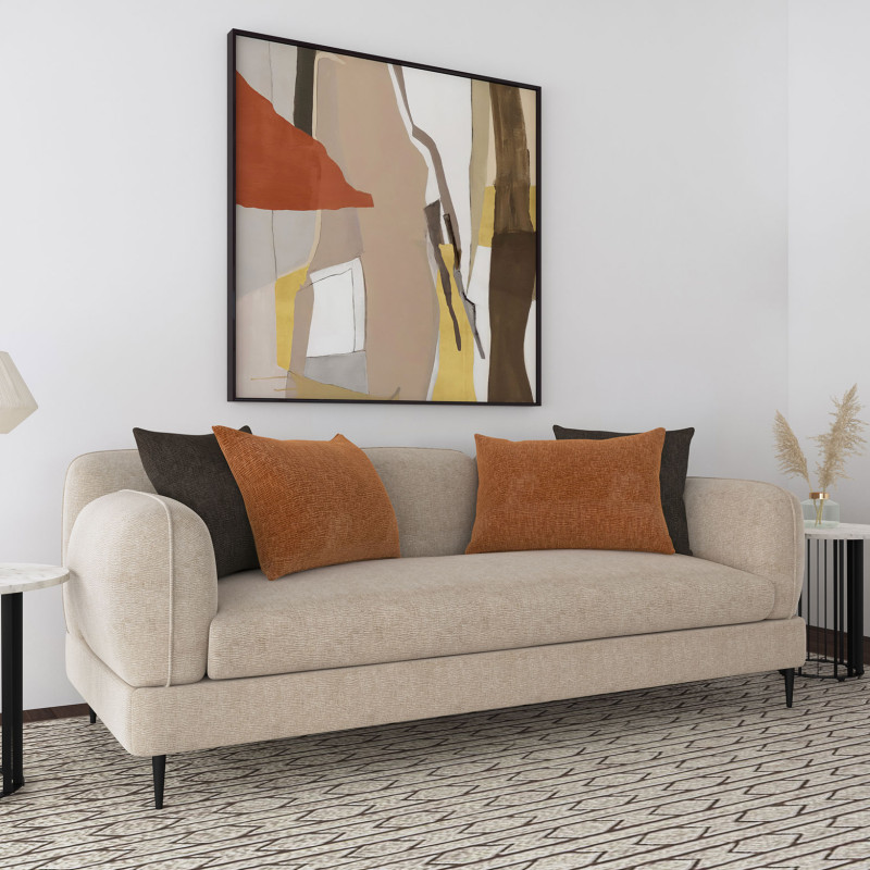 509411 Jade Chenille Upholstered Sculpted Track Arm Sofa Latte