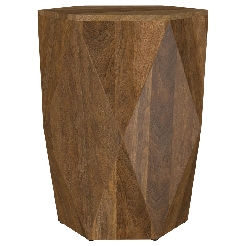 724187 Zalika Hexagonal Solid Mango Wood End Table Natural