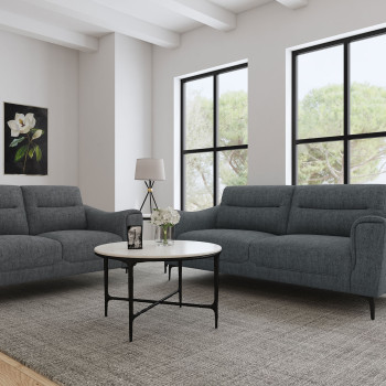 509281-S2 Nolan 2-piece Upholstered Sofa Set Charcoal