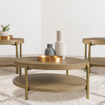 706188-S3 Arini 3-piece Round Coffee and End Table Set Sand Wash