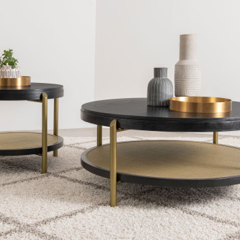 706198-S2 Arini 2-piece Round Coffee and End Table Set Black