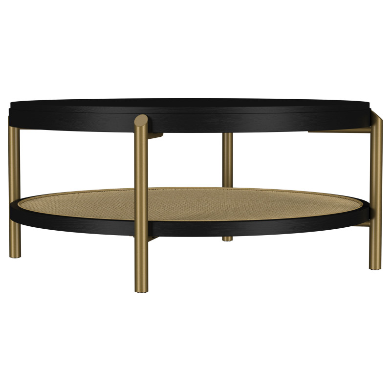 706198 Arini Round Coffee Table With Storage Shelf Black
