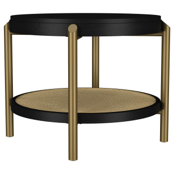 706197 Arini Round End Side Table With Storage Shelf Black