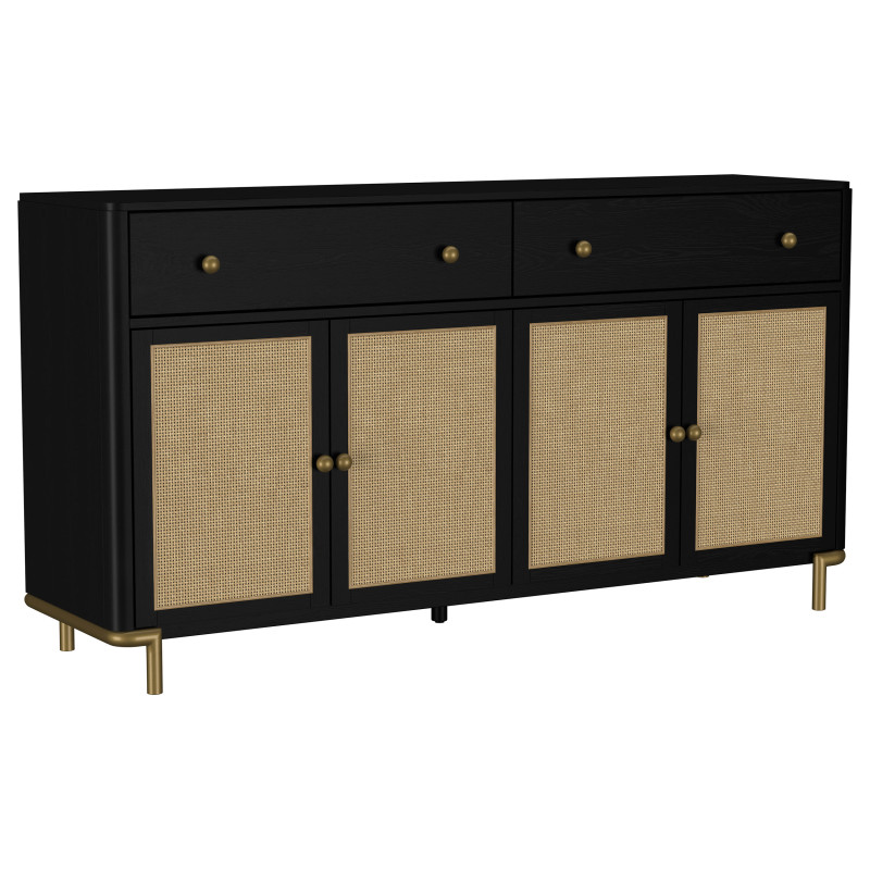 108935BLK Arini 2-drawer Cane Door Dining Sideboard Server Black