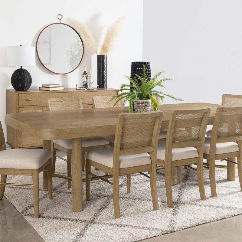 108931-S9W Arini 9-piece Extension Leaf Dining Table Set Sand Wash