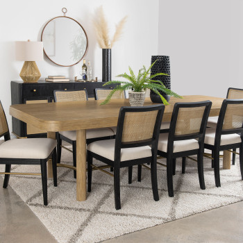 108931-S9B Arini 9-piece Extension Leaf Dining Table Set Sand Wash and Black