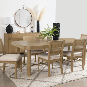 108931-S7W Arini 7-piece Extension Leaf Dining Table Set Sand Wash