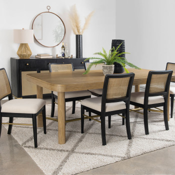 108931-S7B Arini 7-piece Extension Leaf Dining Table Set Sand Wash and Black