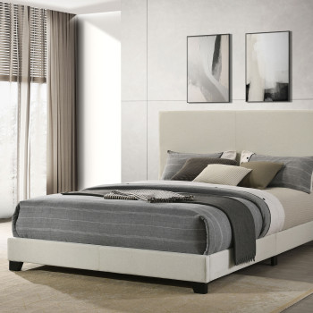 300852Q Dorian Fabric Upholstered Queen Panel Bed Cream