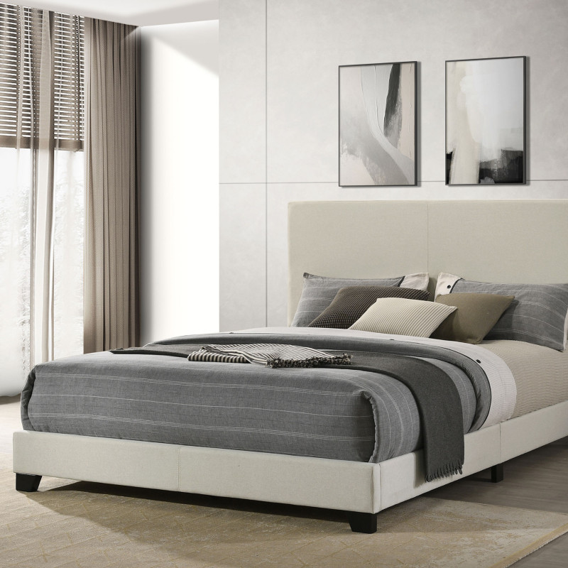 300852Q Dorian Fabric Upholstered Queen Panel Bed Cream