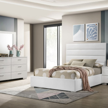 203511F-S4 Felicity 4-piece Full Bedroom Set White High Gloss