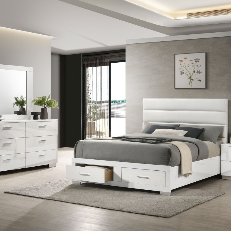 203510KE-S4 Felicity 4-piece Eastern King Platform Bedroom Set White