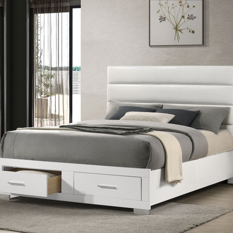 203510Q Felicity Queen Storage Bed White High Gloss