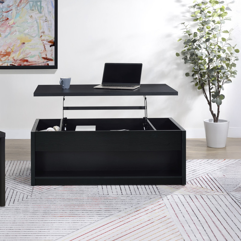 706228-S3 Knapp 3-piece Lift Top Coffee Table Set Black