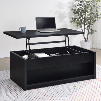 706228 Knapp Lift Top Cocktail Coffee Table with Dual Drawers Black