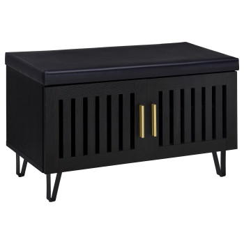 915152 Brixton 2-door Padded Entryway Shoe Storage Bench Black