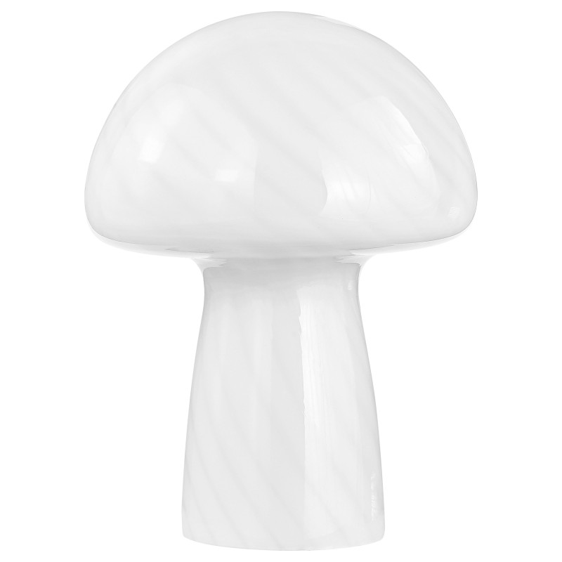 920249 Kanaby Mushroom Shaped Glass Bedside Table Lamp White