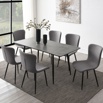 109391-S7 Horizon 7-piece Dining Set with Extension Table Grey