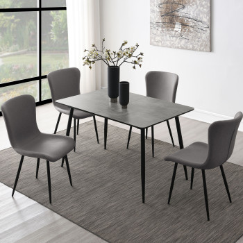 109391-S5 Horizon 5-piece Dining Set with Extension Table Grey