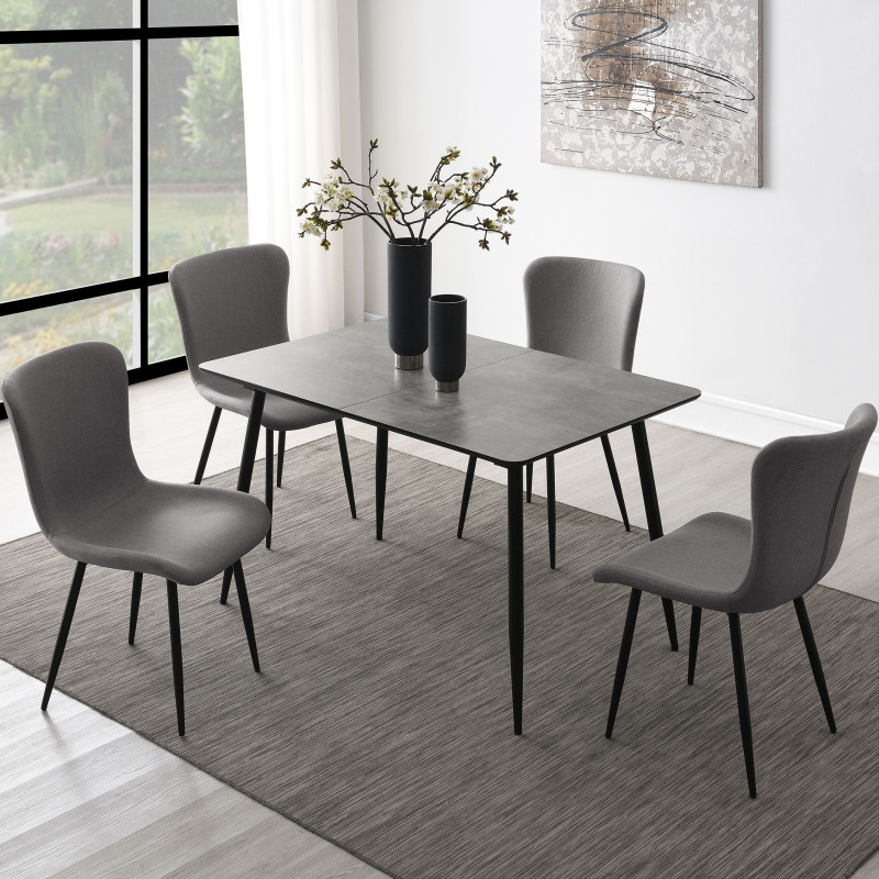 109391-S5 Horizon 5-piece Dining Set with Extension Table Grey