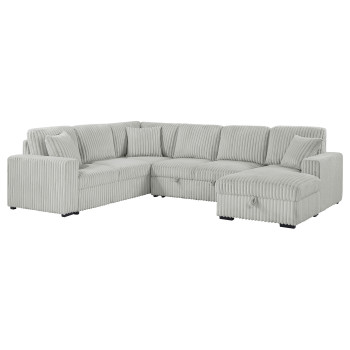 501208 Devonshire Sleeper Sectional Sofa Storage Chaise Grey
