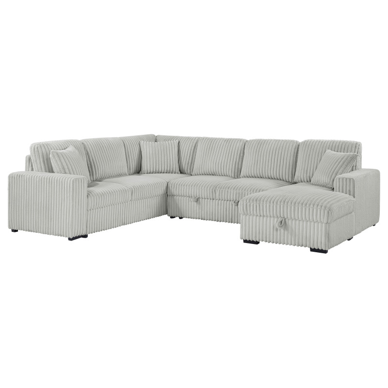 501208 Devonshire Sleeper Sectional Sofa Storage Chaise Grey