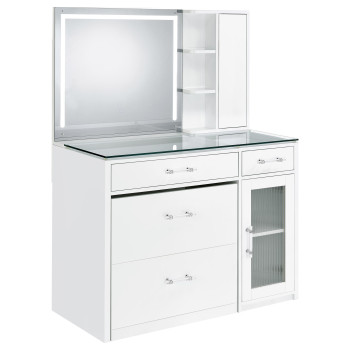 930218 Flora 2-drawer Vanity Set with LED Mirror White High Gloss