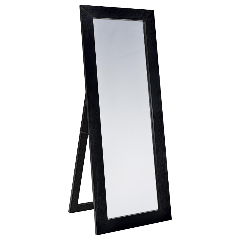 961653 Cadence Tempered Glass Full Length Standing Mirror Black Oak