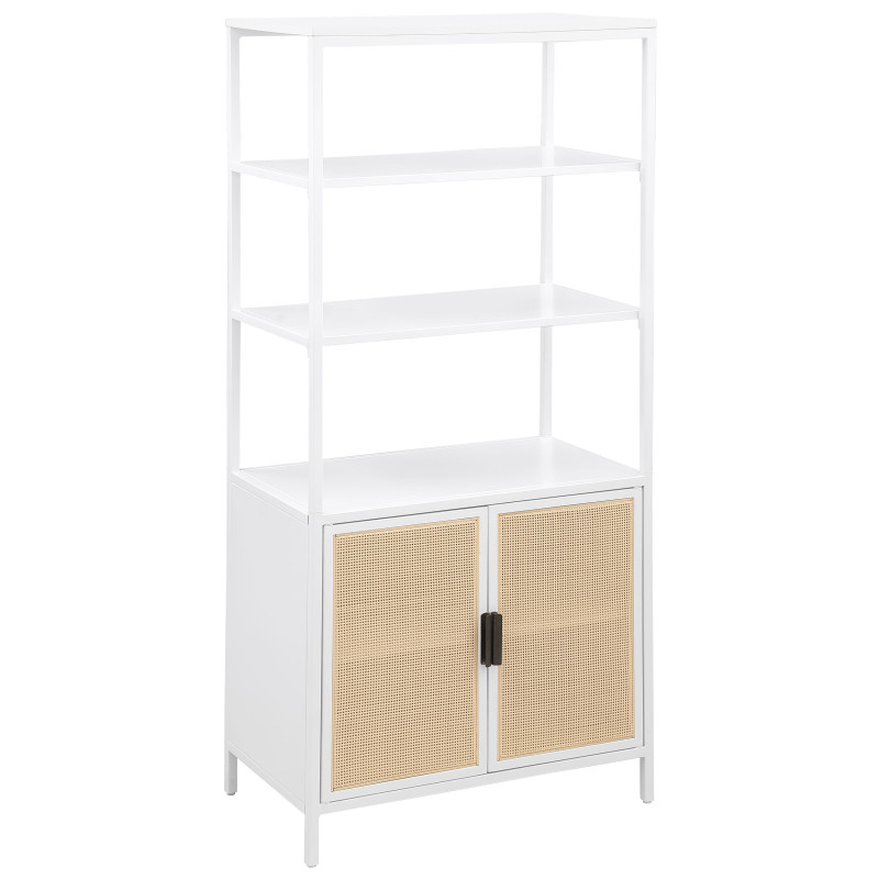 961652 Amherst 3-shelf Radio Weave Cane Metal Accent Cabinet White