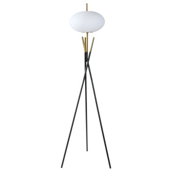 920089 Layton White Orb Shade Tripod Floor Lamp Black