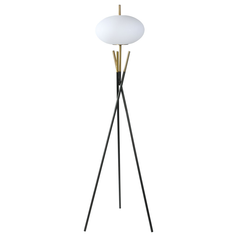 920089 Layton White Orb Shade Tripod Floor Lamp Black