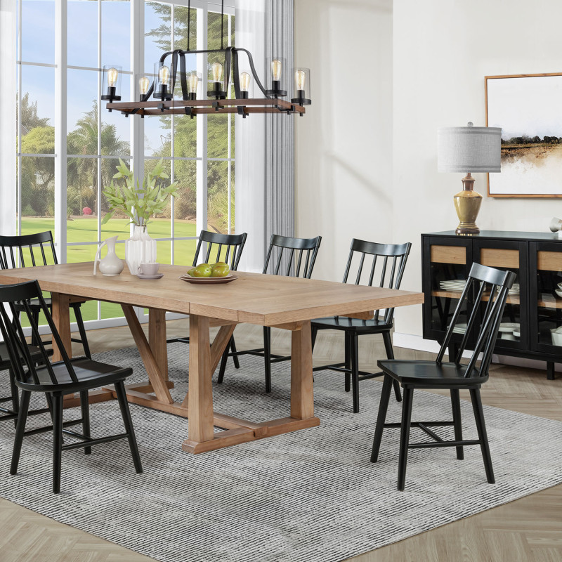 108541-S9B Middleton 9-piece Extension Leaf Dining Set Brown and Black