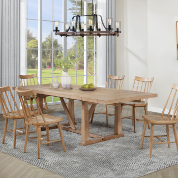 108541-S7N Middleton 7-piece Extension Leaf Dining Set Natural Brown