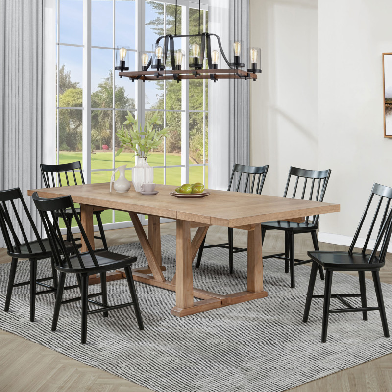 108541-S7B Middleton 7-piece Extension Leaf Dining Set Brown and Black